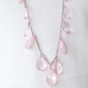💕Long pink crystal rhinestone necklace